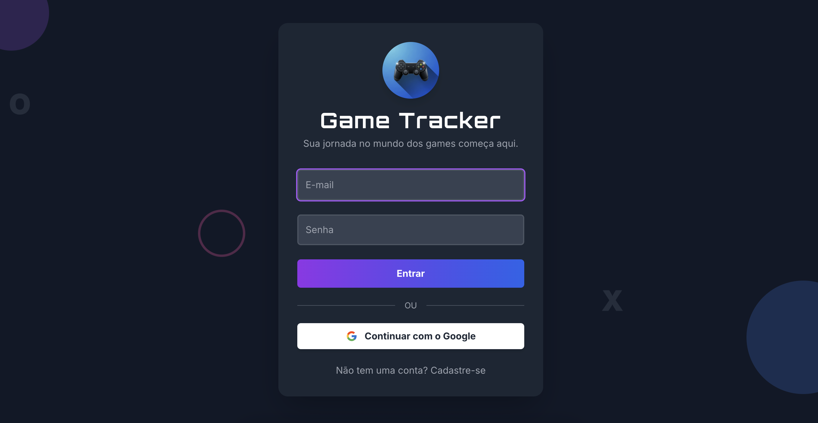 Game Tracker App Screenshot